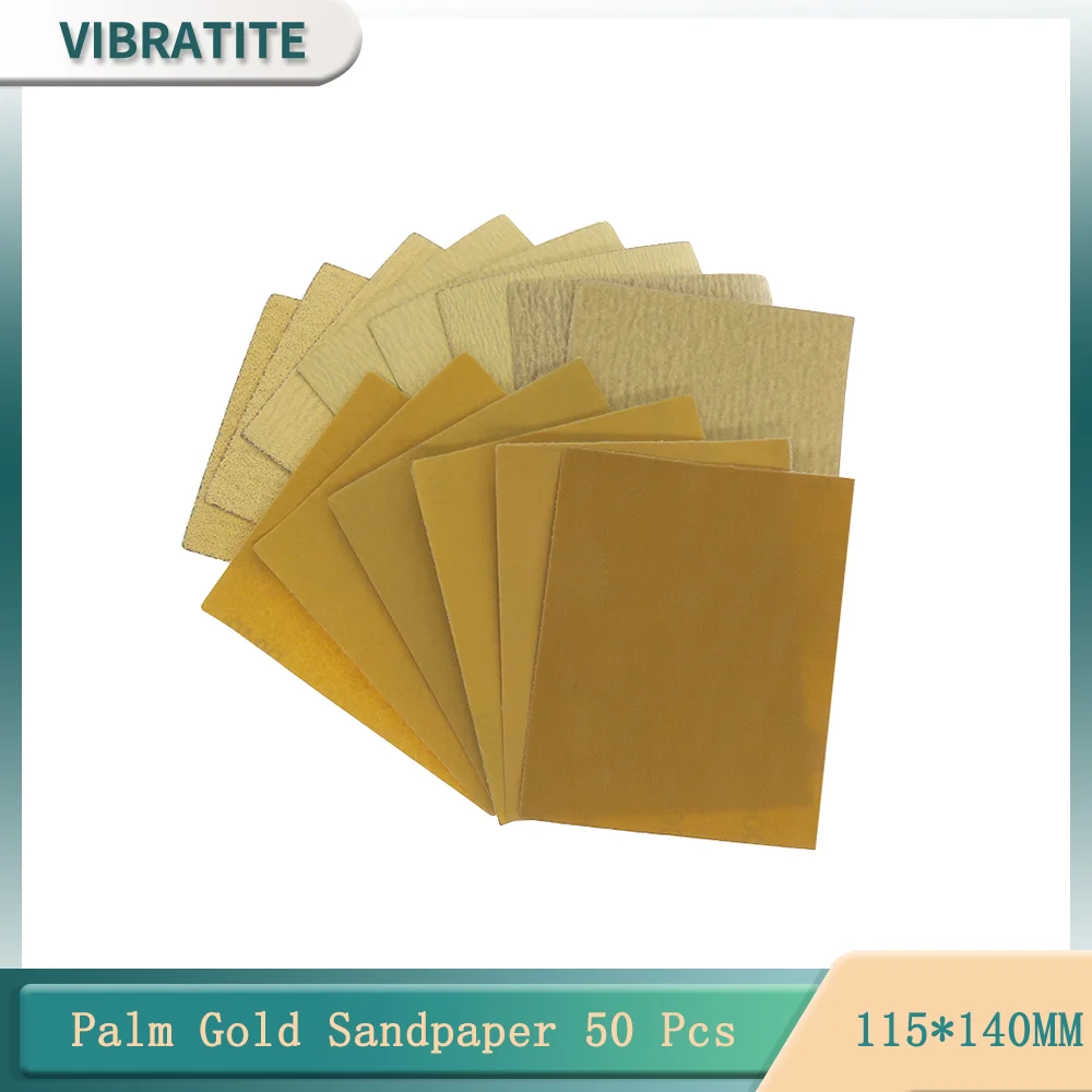 

115*140MM Palm Gold Sandpaper 50 Pcs Sandpaper Variety Pack 60-800 Grit Sandpaper Sheets for Wood Metal Polishing and Grinding