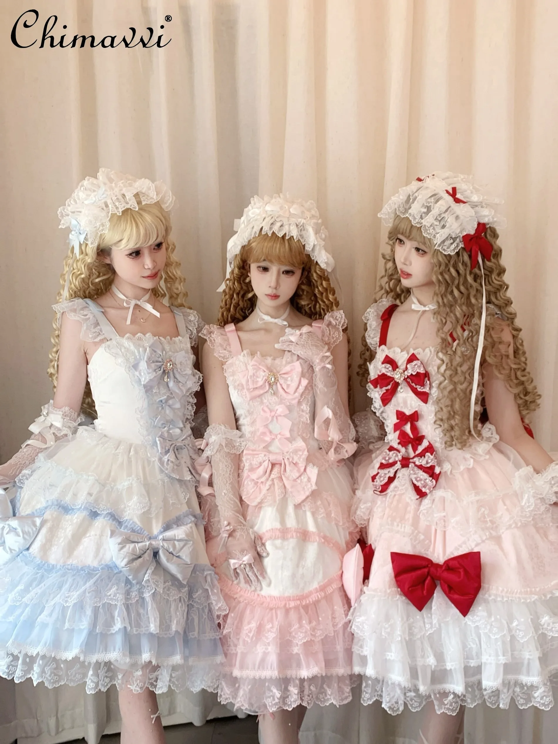 

Новое весенне-летнее платье 2026: Сказочно-милый кружевной сарафан с бантом для девочек и женщин, элегантное свадебное платье принцессы, вечернее платье Лолита JSK