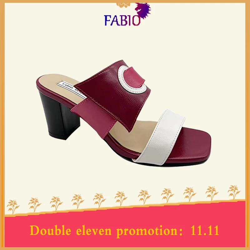 Italian new party fashion color patchwork buckle high heels women slippers