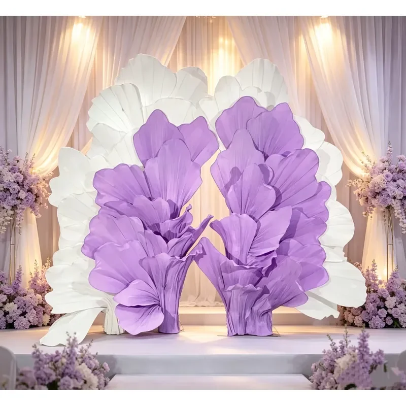 Giant Purple White Paper Ginkgo Leaf Handmade Large Flower Arch Background Wedding Stage Decoration H894 Party Event Decor