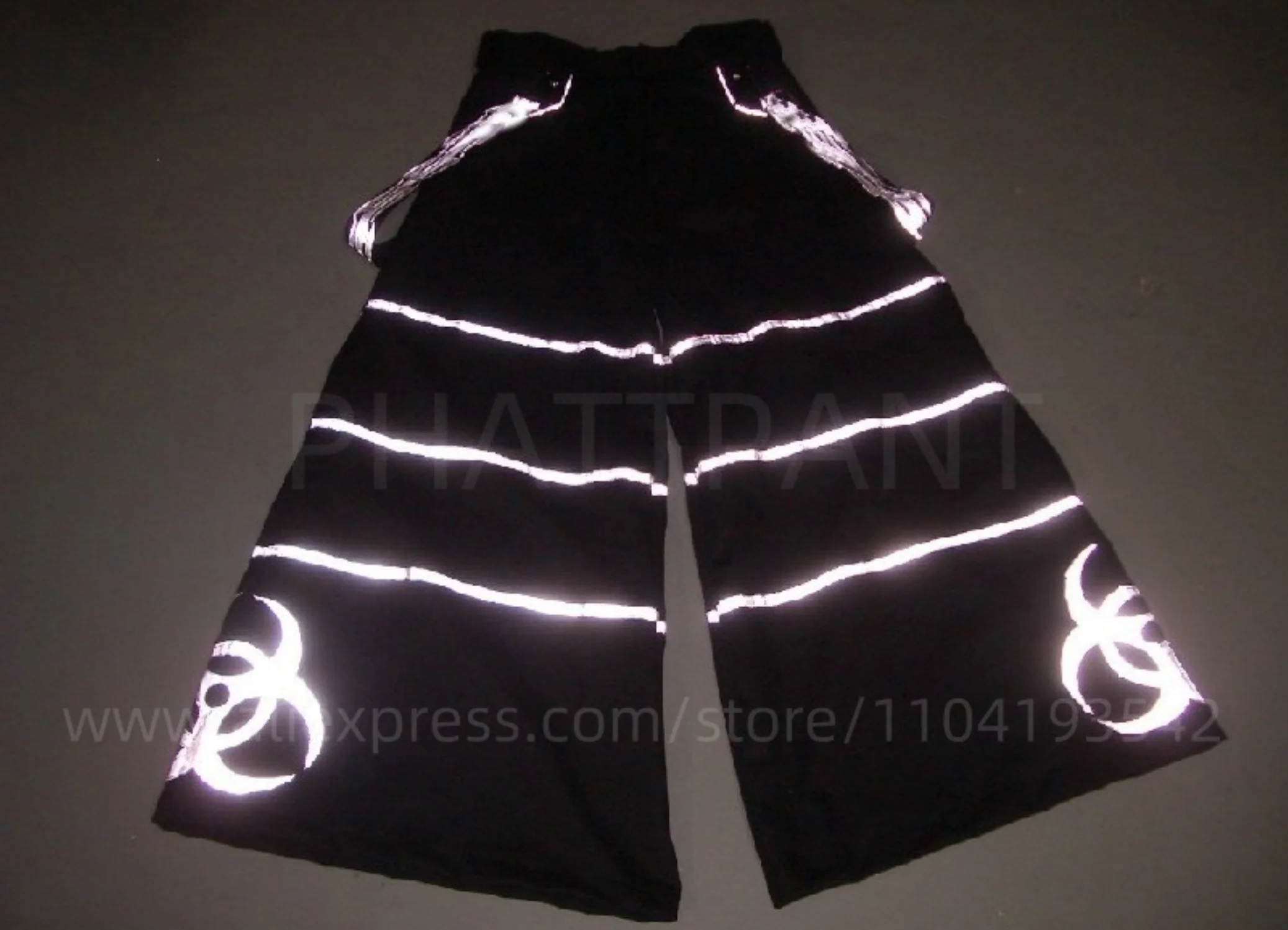 PHATTPANT فات السراويل خلط شريط عاكس للرؤية الليلية السراويل شبح الرقص مضيئة الموت بنطلون المراهقين الملابس جديد p2