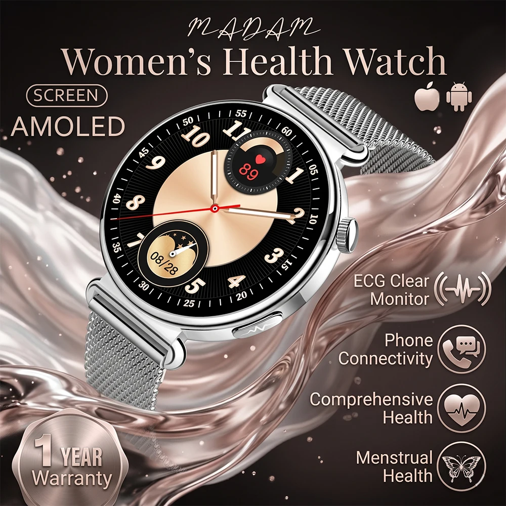 

2026 Women's Fitness Smart Watch Bluetooth Call AI Voice Assistant IP68 Waterproof Sleep Monitor Heart Rate Activity Tracker