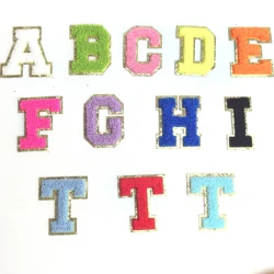 5.5cm A- Z English Letters Self-Adhesive Sticker Multicolor Towel Embroidery Patch Applique Clothing Name DIY Craft Accessories