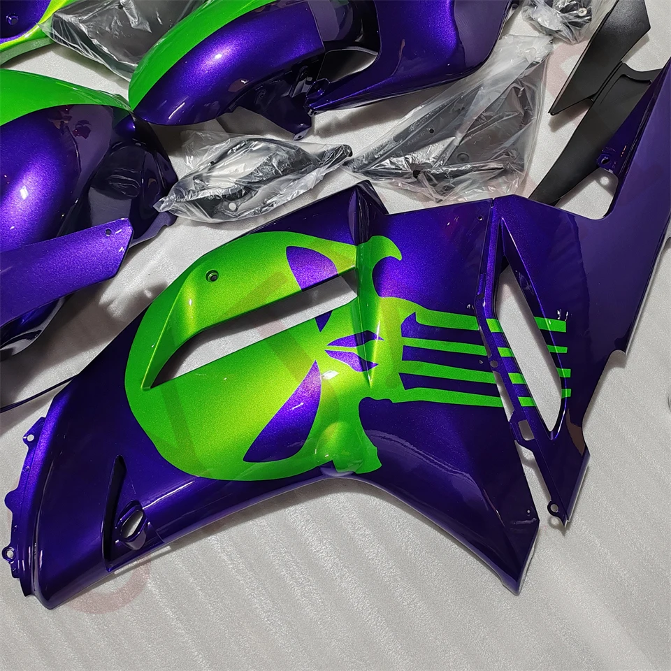 هدية مخصصة للدراجات النارية ABS للنينجا ZX 6R 636 2007 2008 مجموعة هدايا هيكل ZX6R636 07 08 لامعة أرجوانية خضراء جمجمة #5