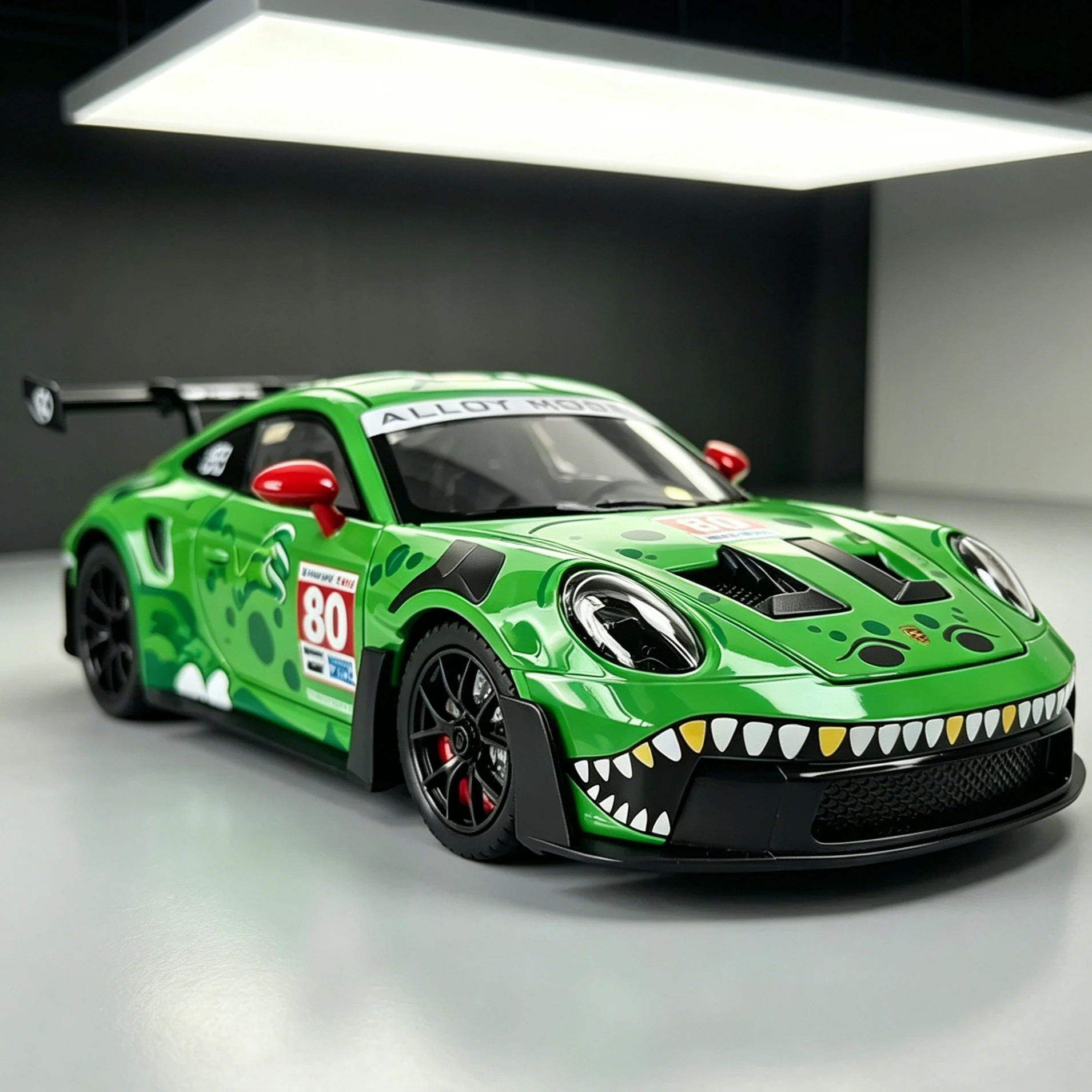 

1:24 911 GT3 RS Alloy Diecast Car Model, T-Rex Painted Sports Car with Pull Back, Light & Sound, Birthday Gift for Boyfriend