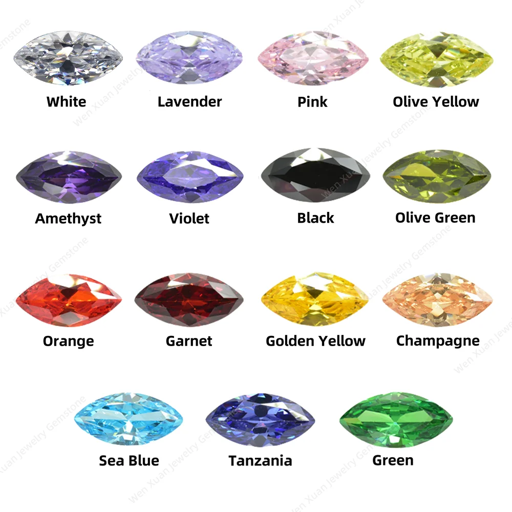 Marquise Shaped Loose Cubic Zirconia AAAAA CZ Stone 2x4mm~8x16mm Brilliant  for Jewelry Beads Wholesale