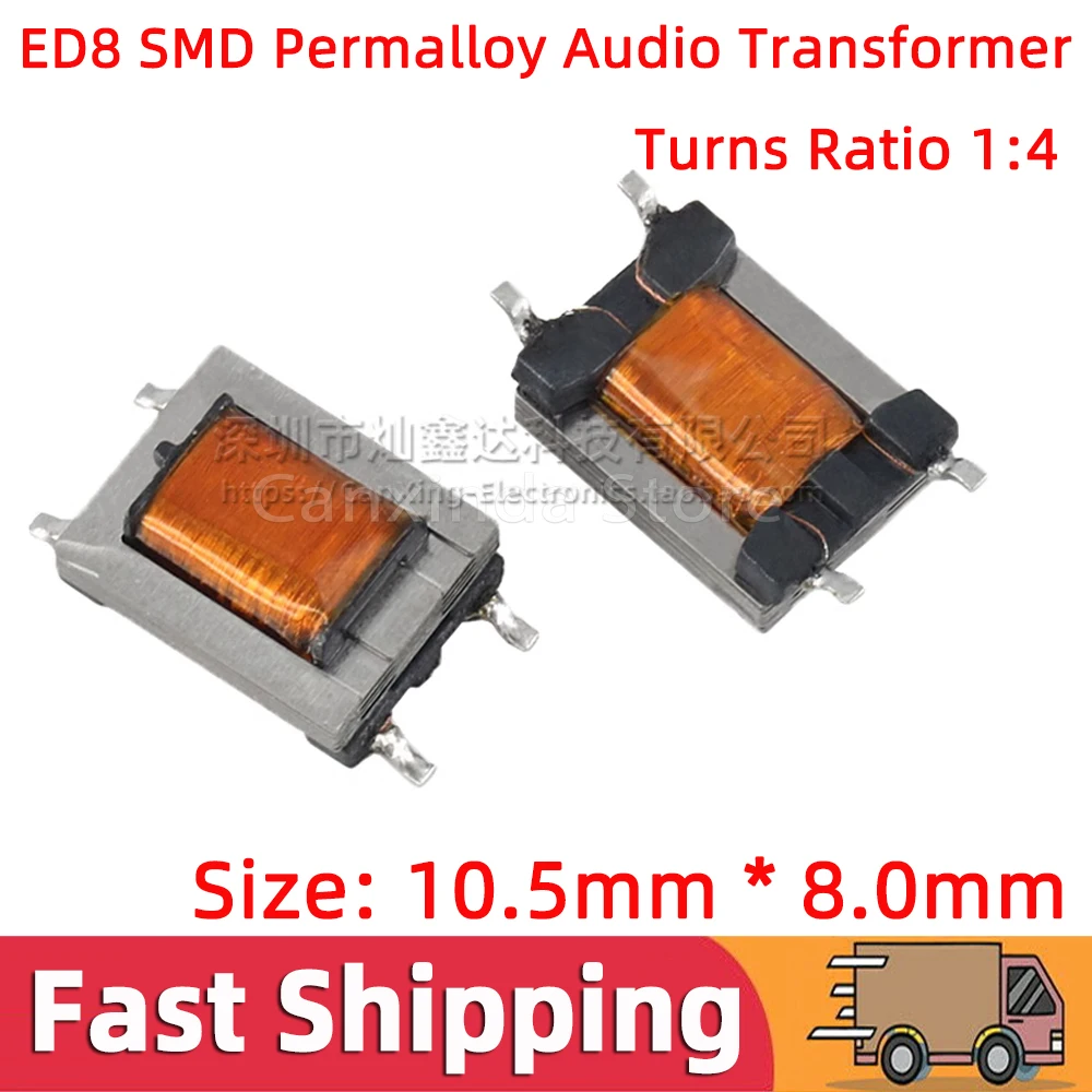 5pcs ED8 SMD Permalloy Audio Transformer Turns Ratio 1:4 isolation 3.0H 300Hz-4KHz Ni-Fe Transformer nickel steel transformer