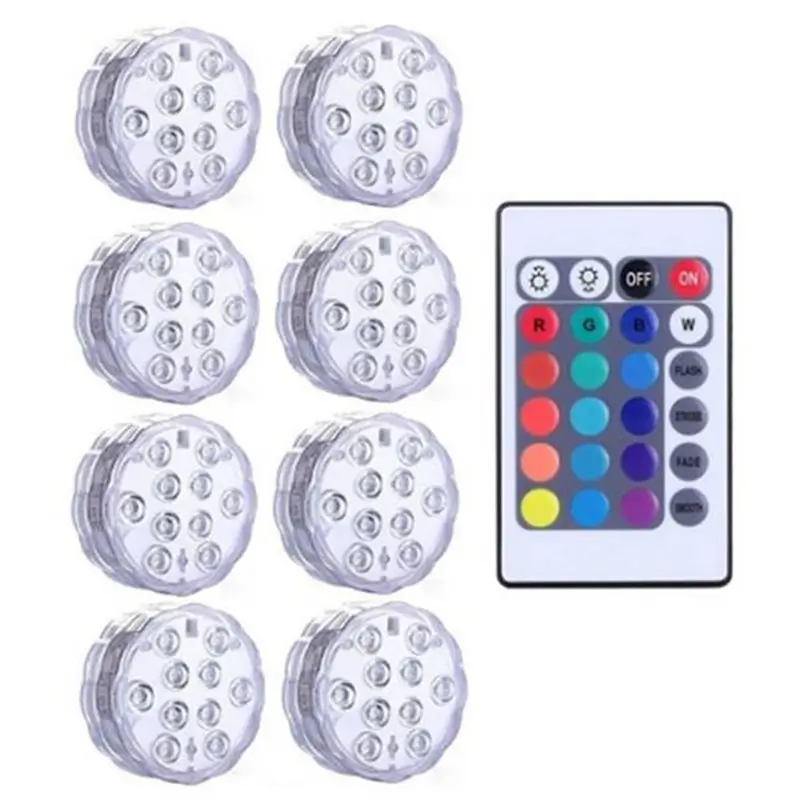 【CYBER MONDAY】10 Leds RGB Submersible Light Aquarium Waterproof Light Underwater Night Pool Light Ambient Light For Garden Aquar
