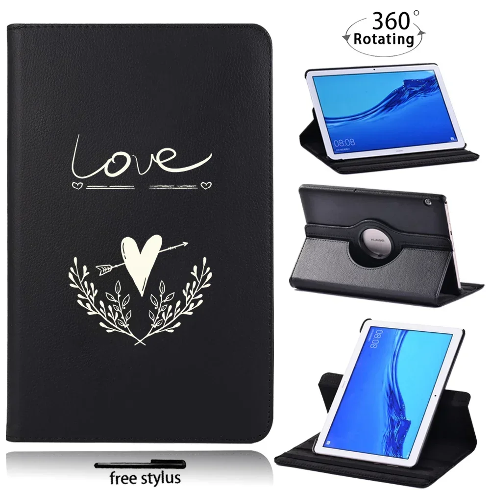 

For Huawei MediaPad T5 10 10.1 inch/T3 10 9.6 Inch 360 Rotating Tablet Case Automatic Wake-up Bracket Protection Cover + Stylus