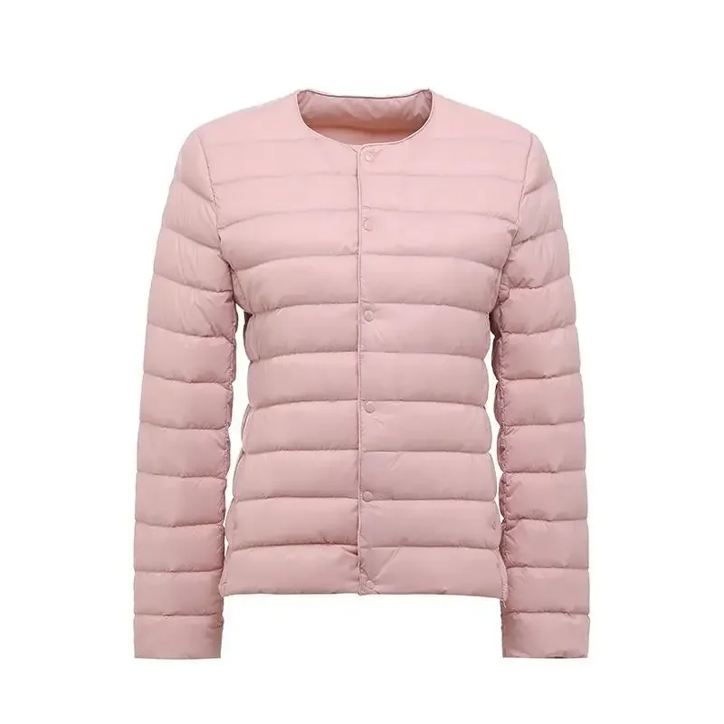 Women Spring Jacket 2023 New Arrival Korean Slim Fit Warm Liner Down Coat Ultralight Collarless Female 90% White Duck Down Parka