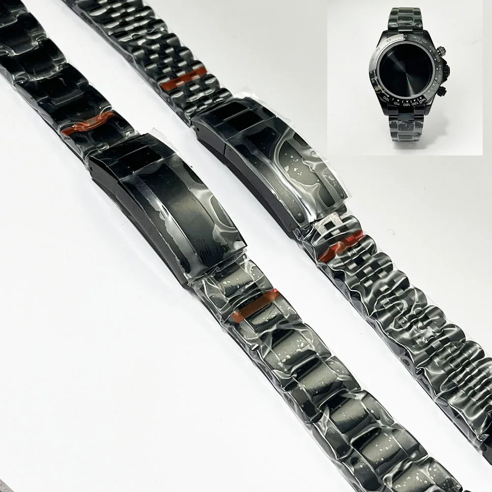 

The 20mm all-black stainless steel strap is suitable for assembling 20MM case parts and folding clasp accessories