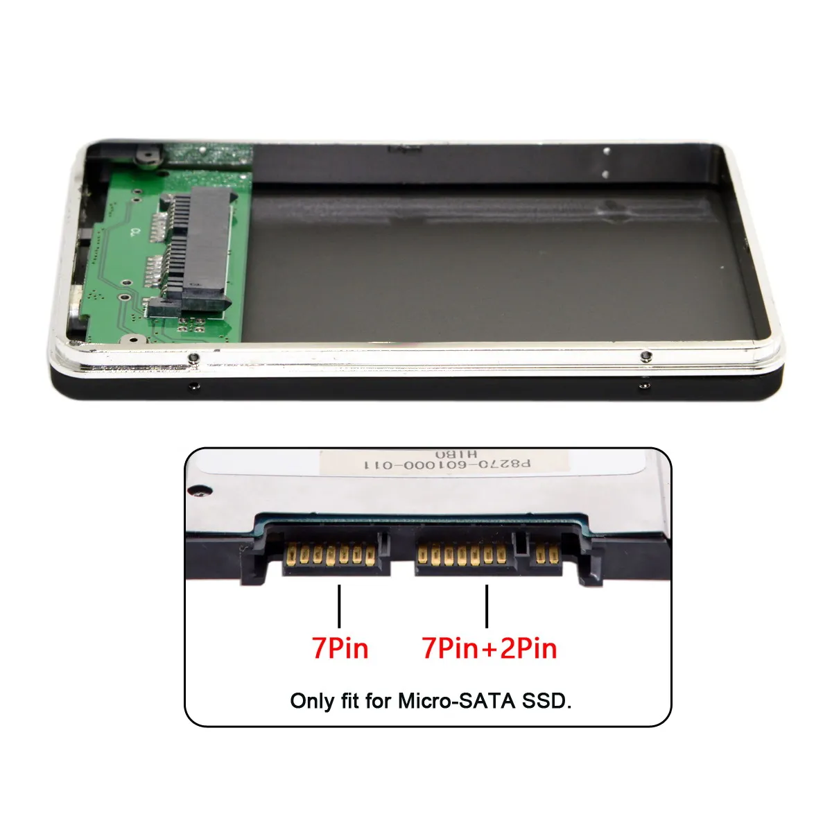 1.8 inch Micro SATA 16pin 7+9 SSD HDD to USB2.0 480Mbps External Hard Disk Enclosure