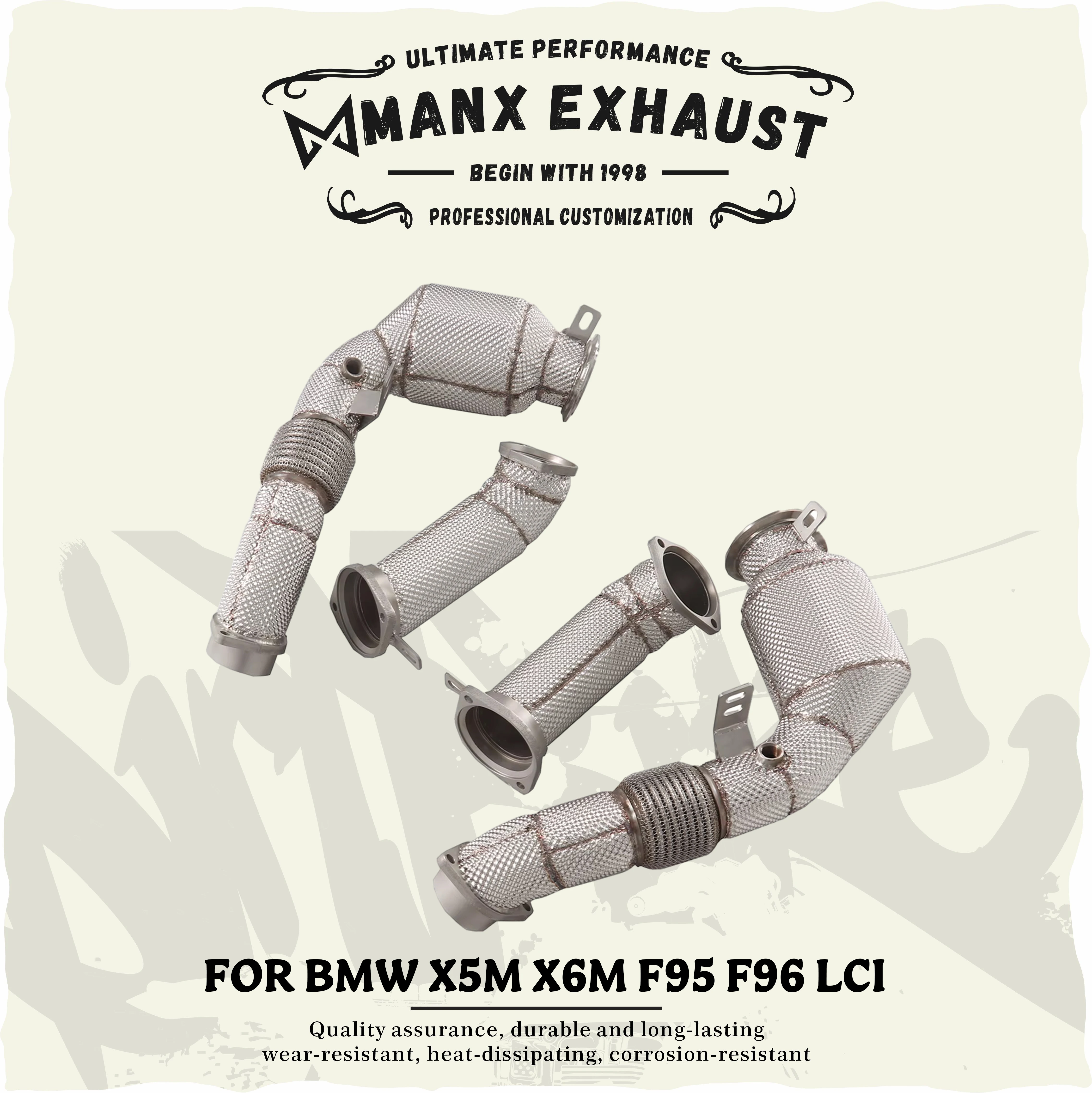 

Catalyzed Downpipe Catless Downpipe for BMW X5M X6M F95 F96 LCI Performance Exhaust pipe with heat shield