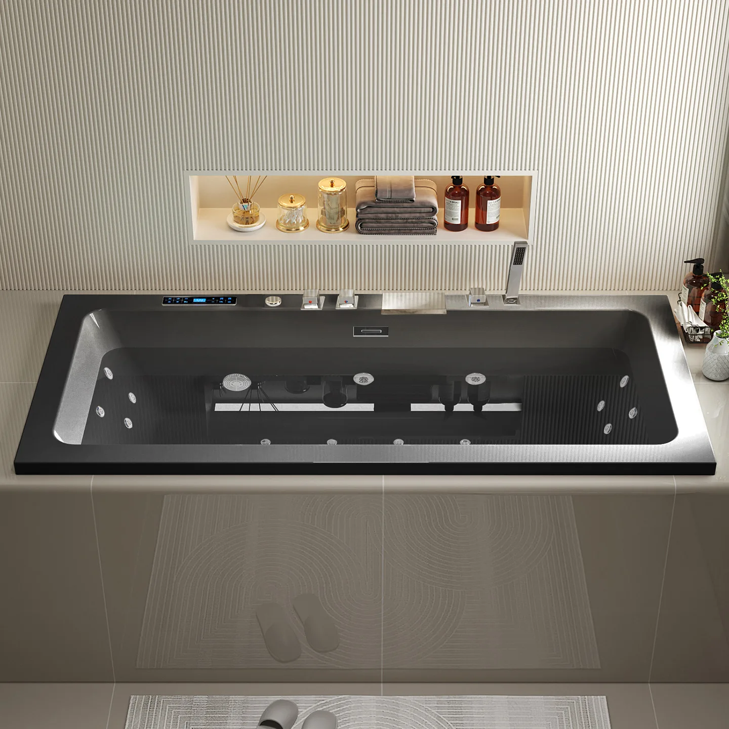 Embedded Bathtub Acrylic, Surf Massage Adult Inlaid Bricklaying Intelligent Constant Temperature Heating Bath