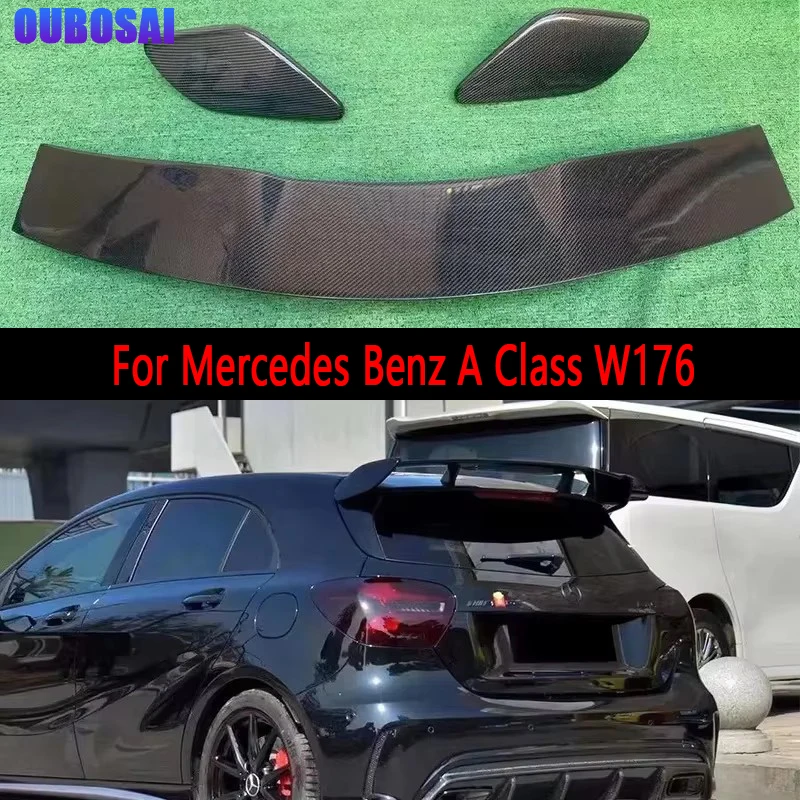 For Mercedes Benz A Class W176 A200 A260 A45 Carbon Fiber Tail fins Rear Trunk Spoiler Guide Wing Rear Wing Car Diverter