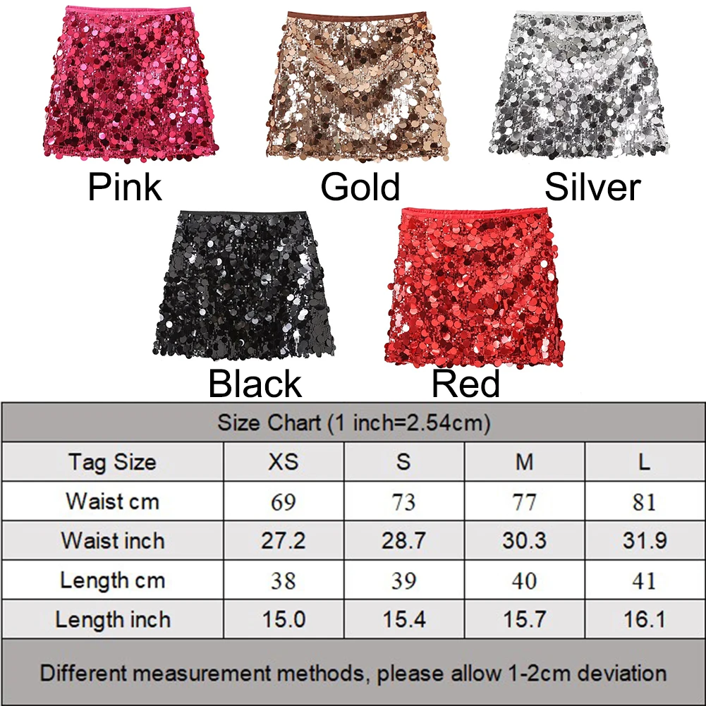 المرأة سباركلي الترتر تنورة منتصف الارتفاع الورك تنورة أنيقة تنوعا تنورة قصيرة عادية نادي الحفلات فستان سهرة الملابس النسائية #5