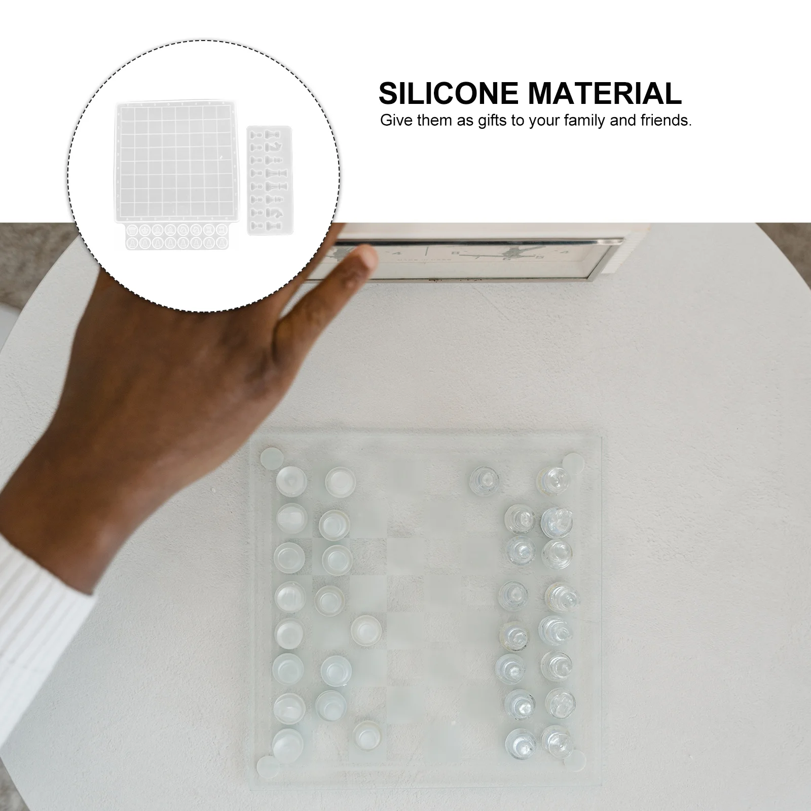 

2Pcs Chess Board Piece Mold Silicone Transparent Flexible for DIY Resin Casting Handmade Crafts Chess Board Mould