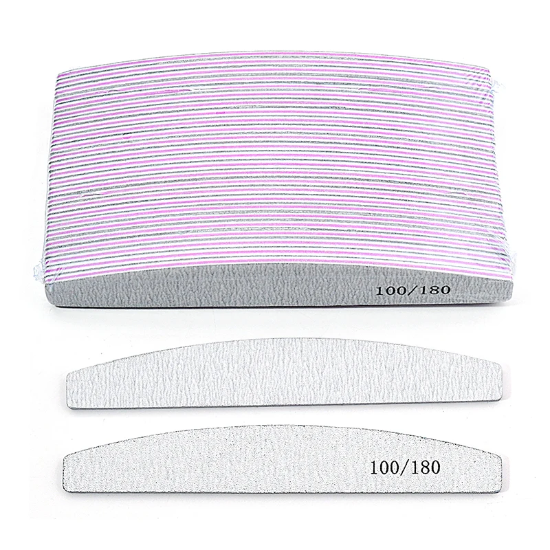 

25/50pcs Grey Nail Files Grit Square Halfmoon Strong Sandpaper Nail Supplies For Professional Manicure Accessories Tools
