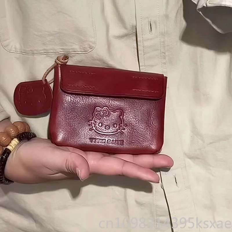 Sanrio Hello Kitty PU Leather Wallet for Women Girl Kawaii Coin Purse Portable Lightweight Mini Size ID Card Houlder
