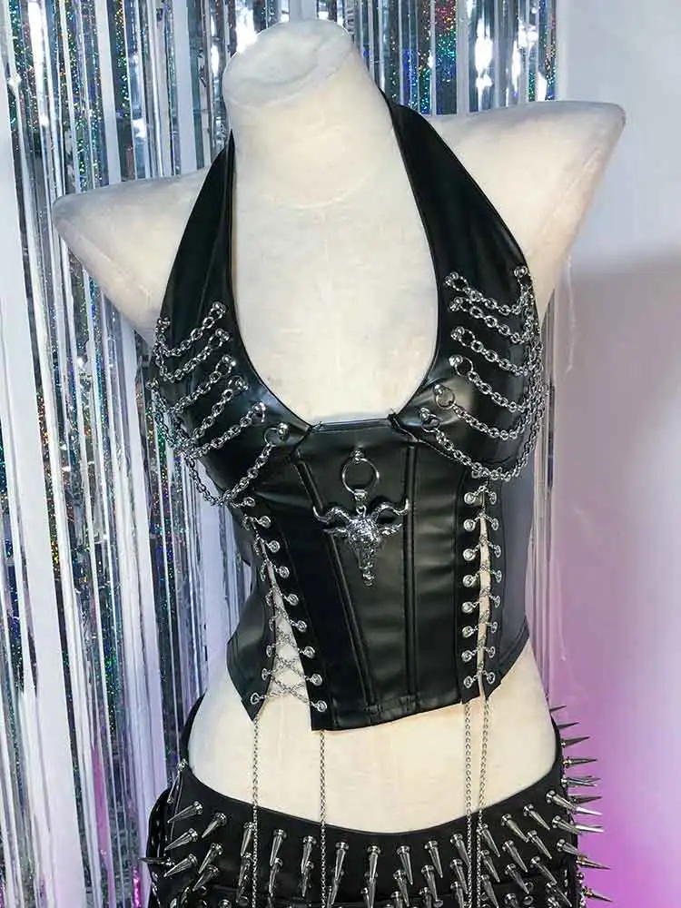 

Топы E-Girls Chain Eco Street Wear Y2K, клубная одежда, кавайный стиль 90-х, панк-рок, эмо, готика Харадзюку, ручная работа, для подростков, гот-гранж