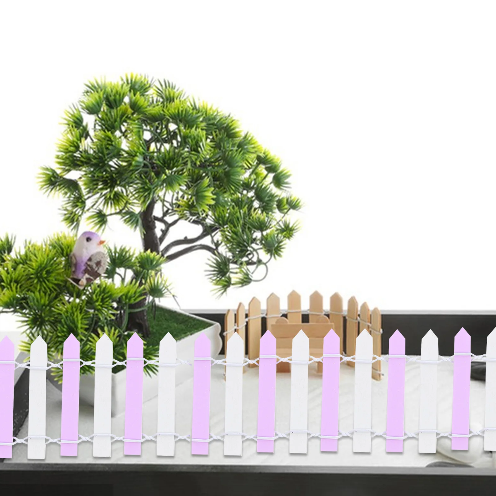 

Micro Landscape Fence Mini Fairy Garden Children's Wooden Small Violet Dollhouse Accessories