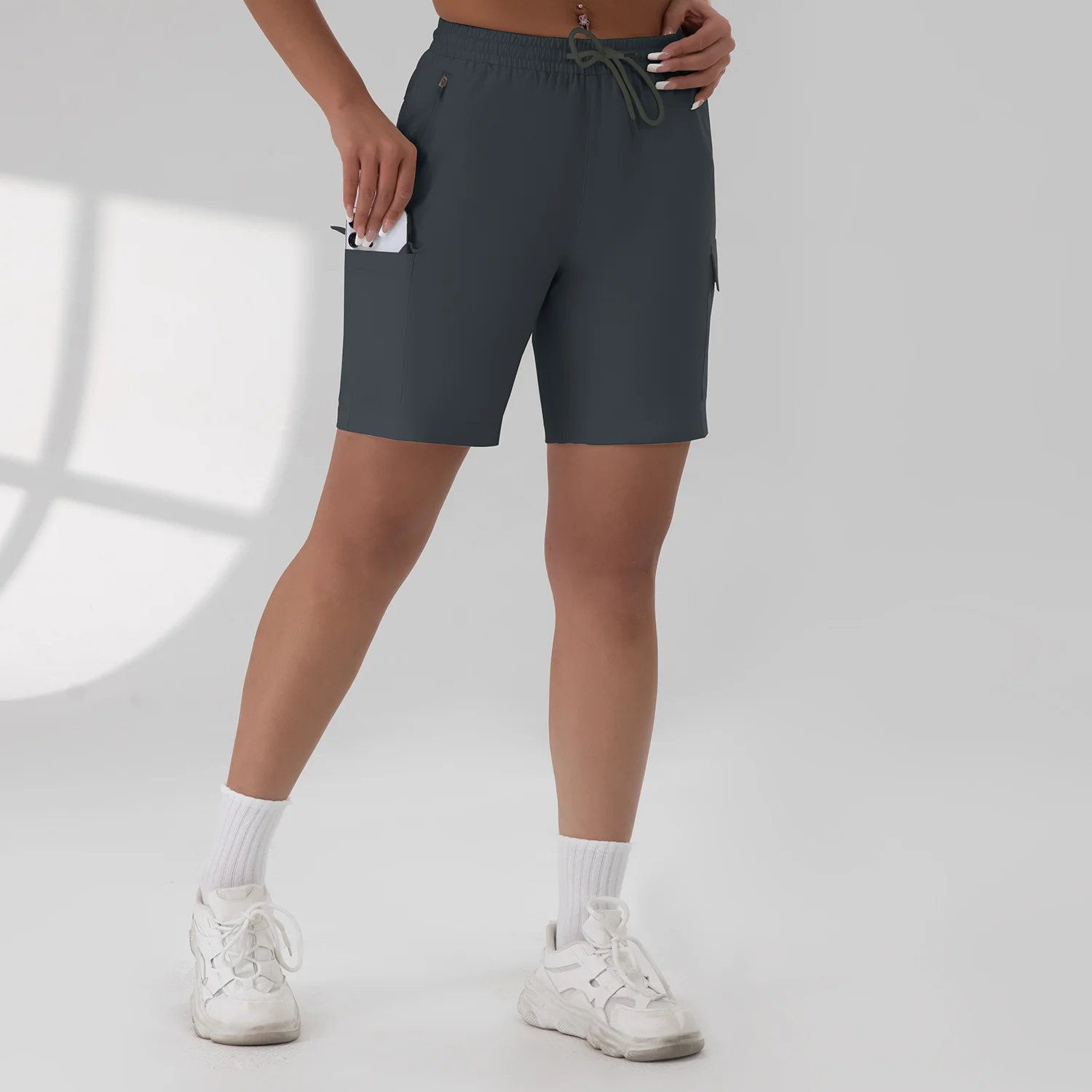 Pantaloncini cargo da trekking da donna 1/2/3 pezzi con tasche con cerniera Pantaloncini in tessuto estivo da golf e atletico all'aperto