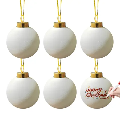 6pcs ceramic Christmas balls blank can be doodled DIY ceramic painting graffiti painting Christmas balls Christmas decoration pa