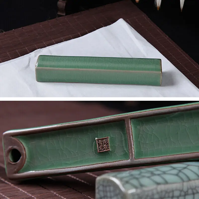 Ceramic Paperweight Brush Rest Calligraphy Painting Tool Celadon Paper Weight Chinese Calligraphy Supplies Paperweight