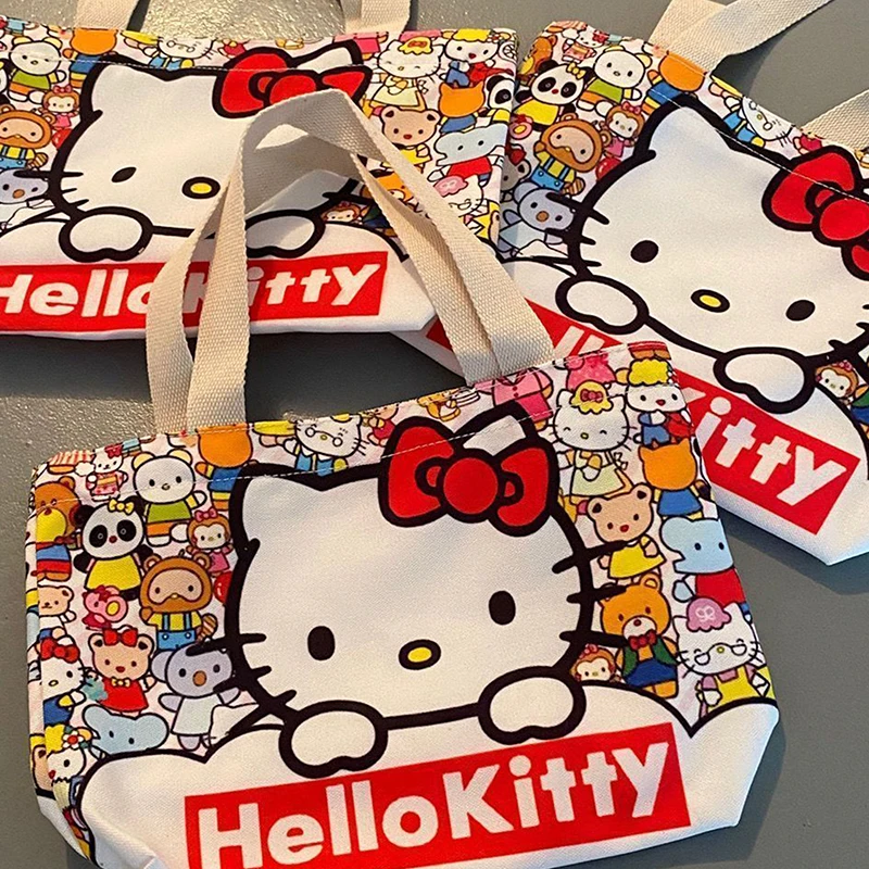 Przenośna torba płócienna Hello Kitty Cartoon Kate Cat Torba na ramię Japońska lekka torba na zakupy o dużej pojemności Torba podróżna Prezent Zabawka