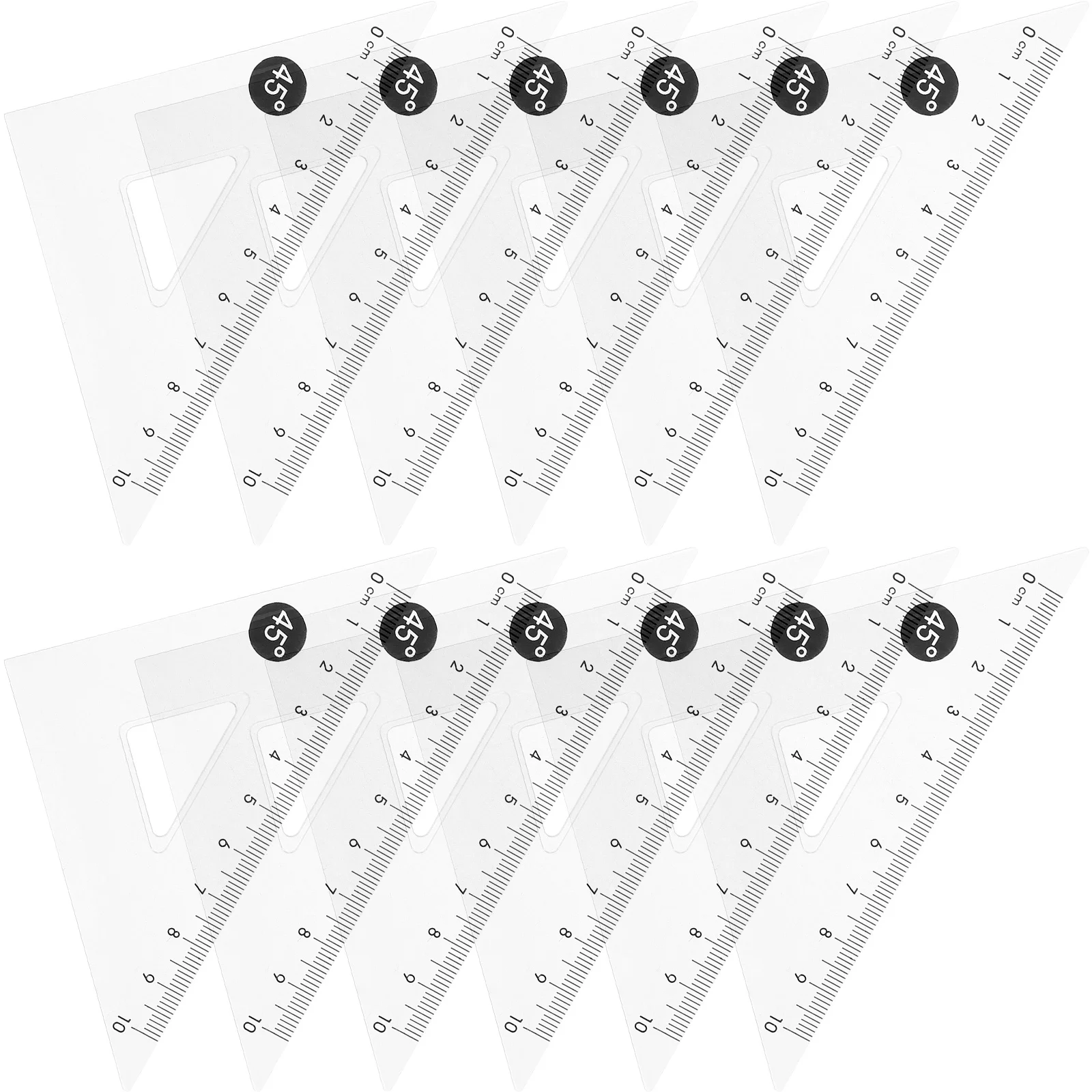 12pcs Triangle Rulers Plastic Measuring Tools For Drawing Measurement Smooth Math Geometry Drafting Ruler Set