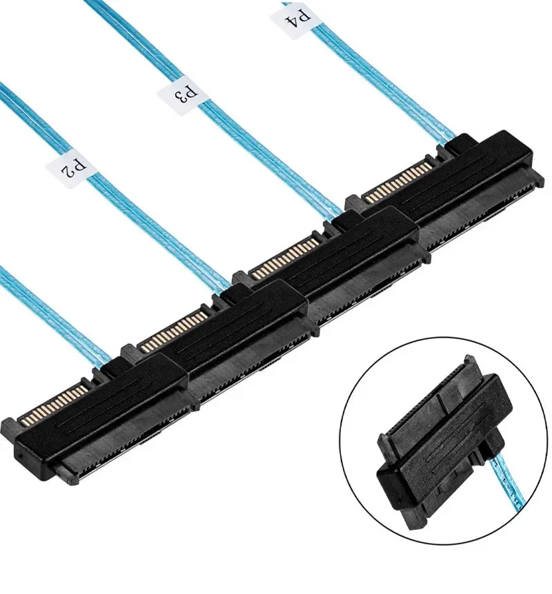 0.5m 1m Mini SAS 36 Pin SFF8087 To 4 SAS 29 Pin SFF8482 Cable Connectors with 15 Pin SATA Power Connector Controller