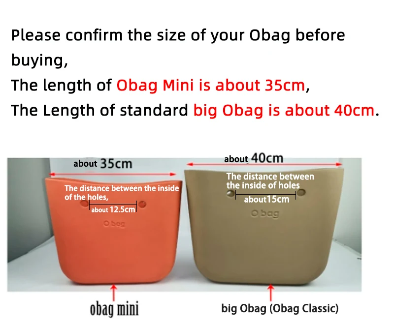 TANQU New Standard Mini Solid Color Microfiber Fabric Trim Decoration For Obag Handbag O Bag Classic Mini