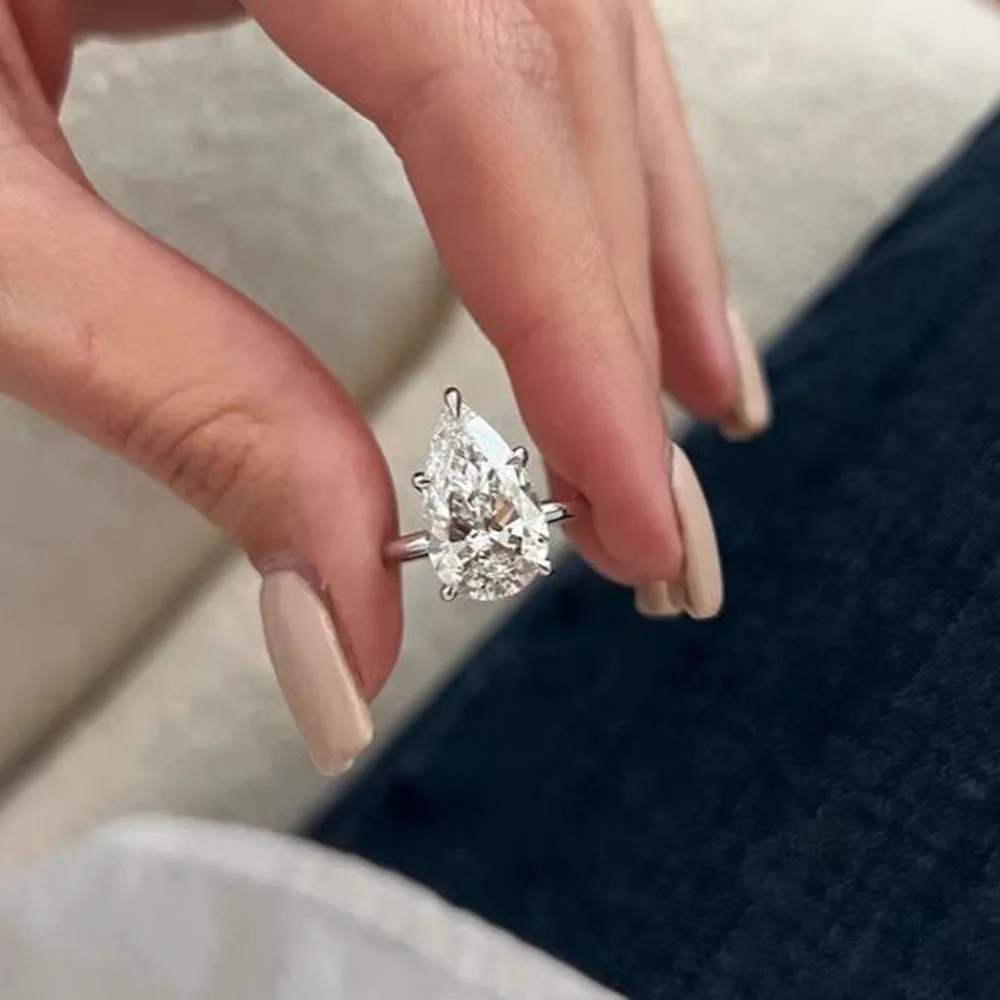 IGI Lab Growing Diamond Ring Pear D Color 1 2 3Ct Solid 18K White Gold Ring Diamond wedding ring Factory Engagement Ring