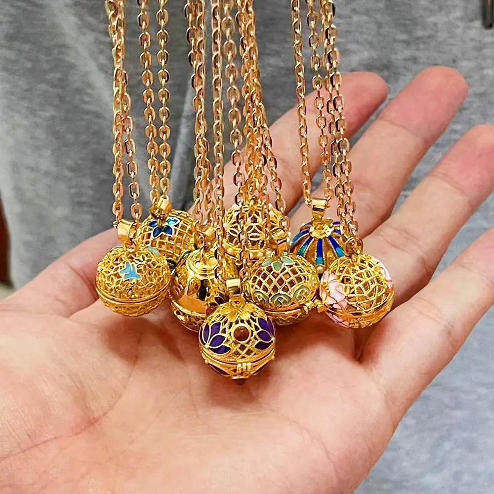 NEW Mexico Chime Oil-Painted Flower Aromatherapy Pendant Essential Oil Diffuser Lockets Necklace Palace Style Gorgeous Woman Jew