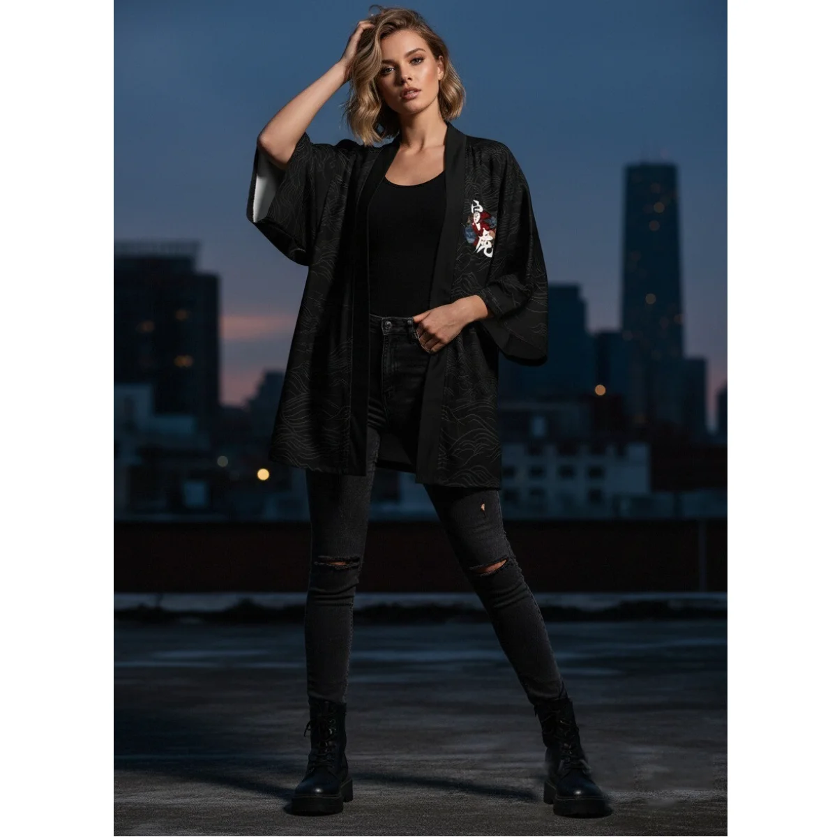 يوكاتا التنين الثعلب الشيطان الساموراي كيمونو القط قميص الملابس ثوب الكيمونو الياباني Harajuku سترة الرجال التقليدية هاوري كيمونو النساء #1