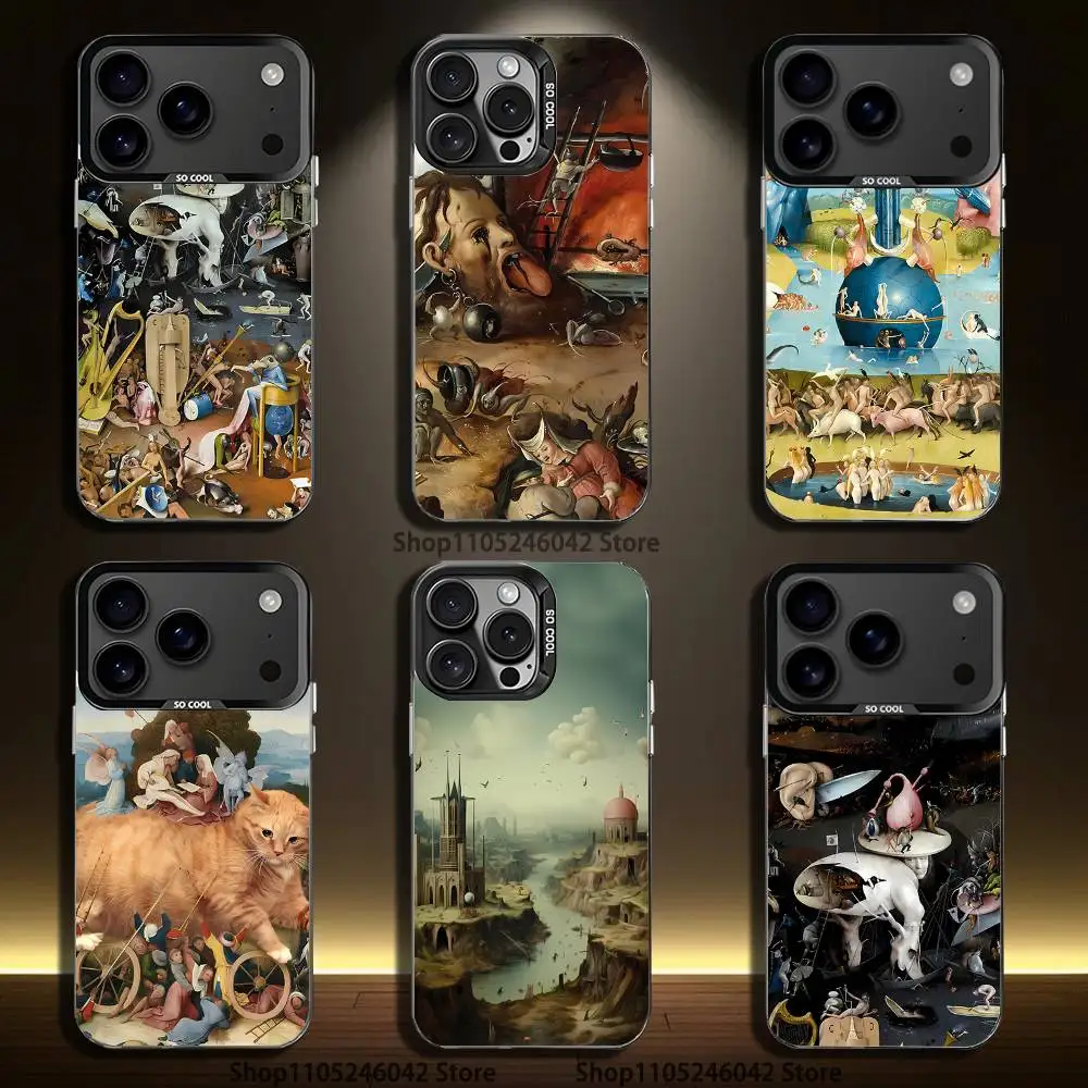 

H-Hieronymus Bosch Painting For iPhone 17,16,15,14,13,12,11,Mini,Pro,E,SE4,XS,MAX Black Shockproof Candy Matte Cover