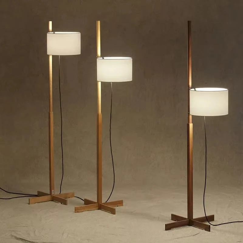 Walnut Floor Lamp Retro Living Room Bedroom Study Adjustable Solid Wood Lamp Room Decoration Bedside Lamp Desk Lamp LED Light