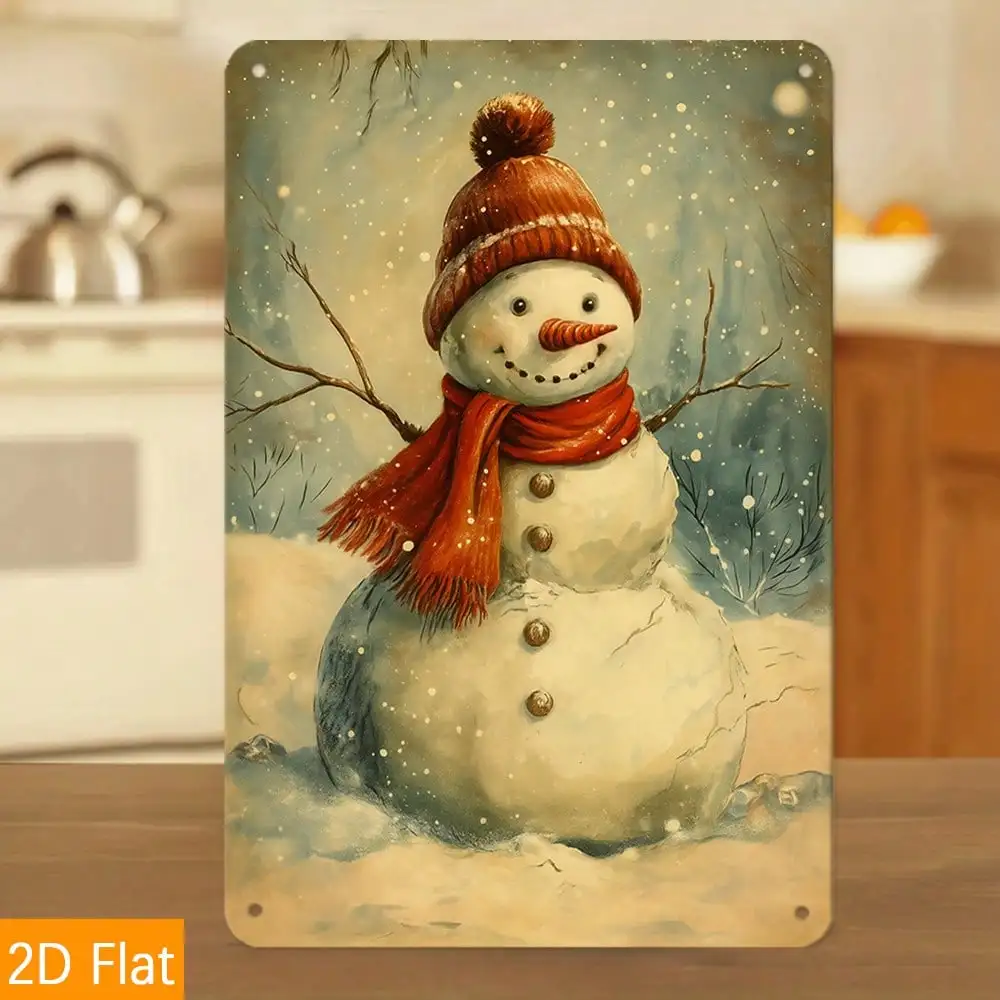 1PC Tin Sign Vintage Snowman - For Home/Bar/Cafe/School/Library/Garage Decor, Christmas Wall Art, 8x12 inch