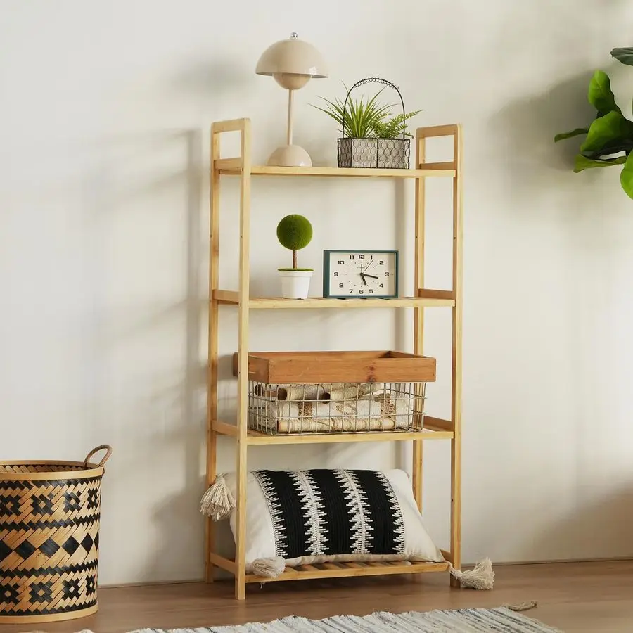 

Shelf, 4Tier Bookcase Storage Shelves, Small Book Rack Shelving Unit, Multipurpose Storage Display Shelf for Bathroom Kitchen Li