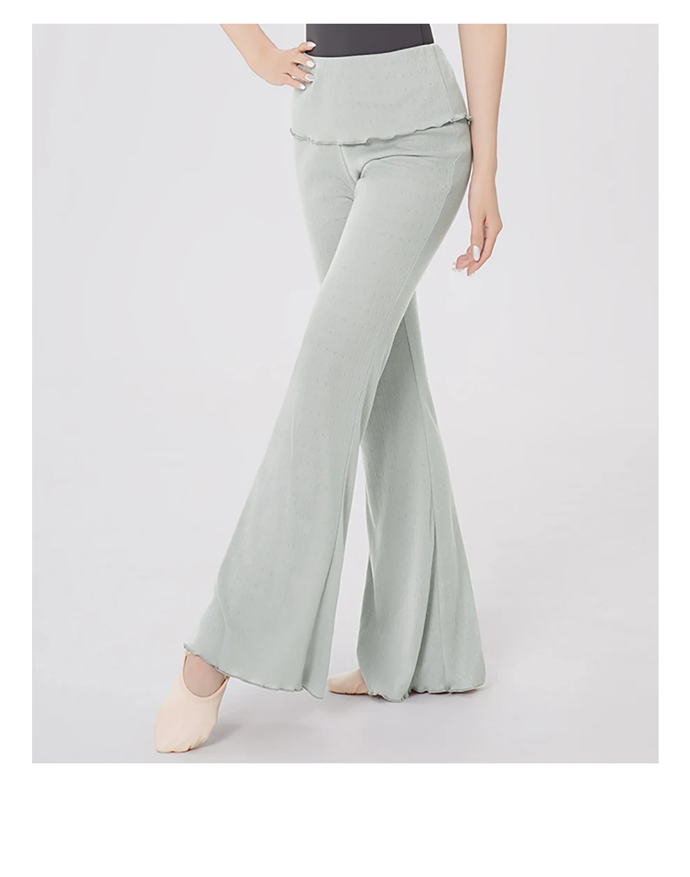 Frauen Gestrickte Tanz Ausgestelltes Hosen Ballett Tanz Hosen Gefälschte Zwei Stück Tanz Hosen Klassische Tanzen Praxis Boot-cut Hosen – Detail 9