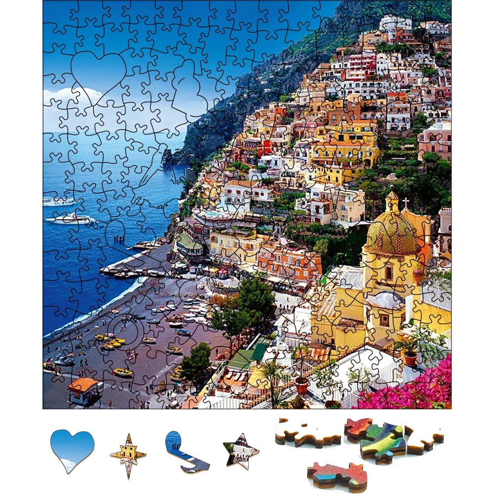 

Деревянный пазл-пейзаж, игрушка, известные головоломки Positano, игры, детские развивающие игрушки, деревянный пазл Монтессори для взрослых