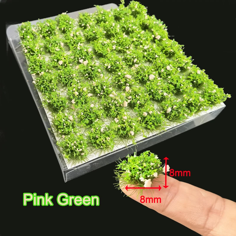 49pcs/box 8mm Model Flower Cluster Landscape Garden Decor Static Grass Scenery Model Grass Tuft DIY Building Layout 15colors