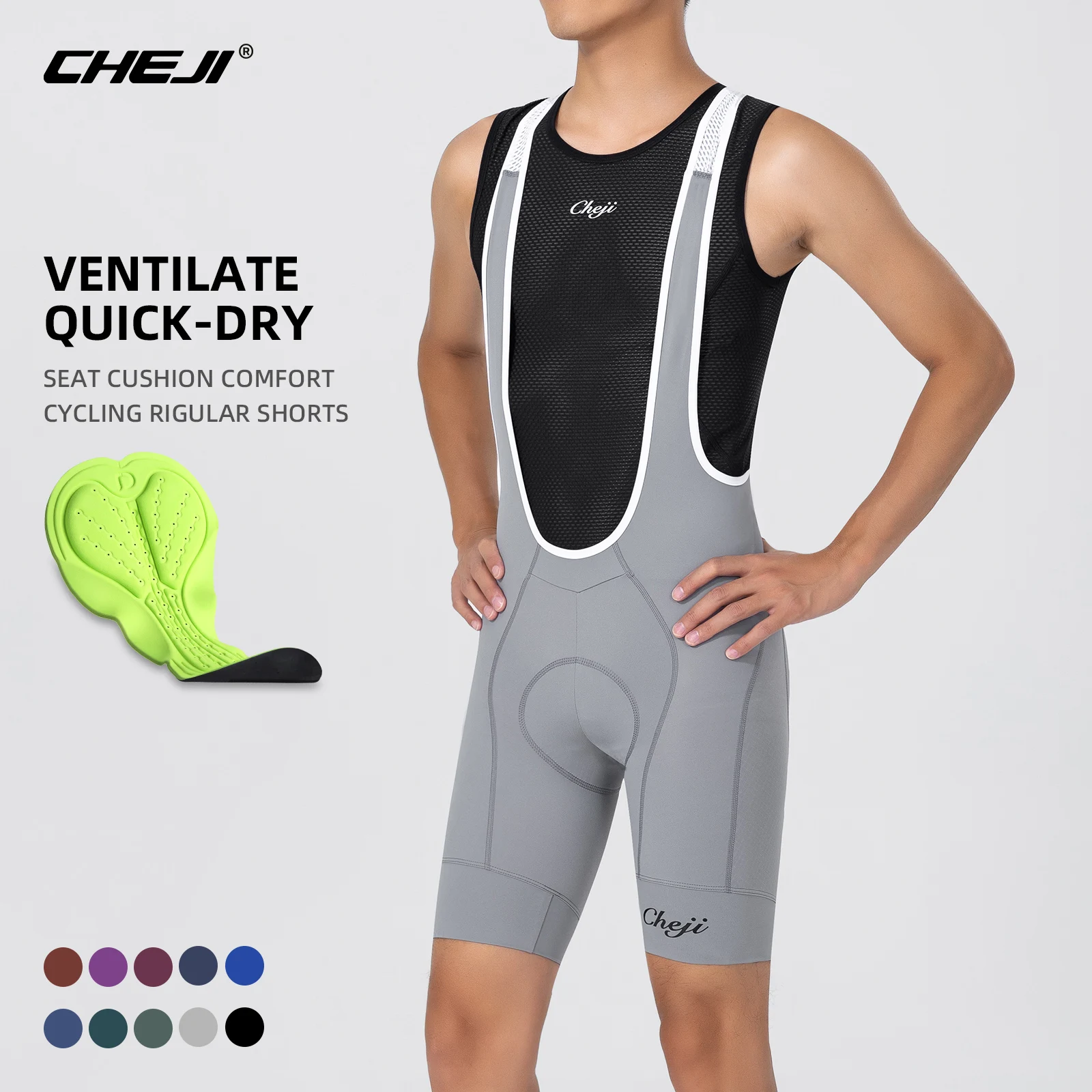 CHEJI 2024 New Cycling Bib Shorts Men\'s Bike Bicicletas Ciclismo Equipment Gel Padded Bicycle Pants Quick Dry Summer Shorts Men