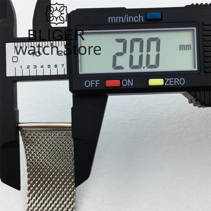 Металлический браслет BLIGER 20 мм Mmesh из нержавеющей стали Wwatch Sstrap оригинальная Складная пряжка