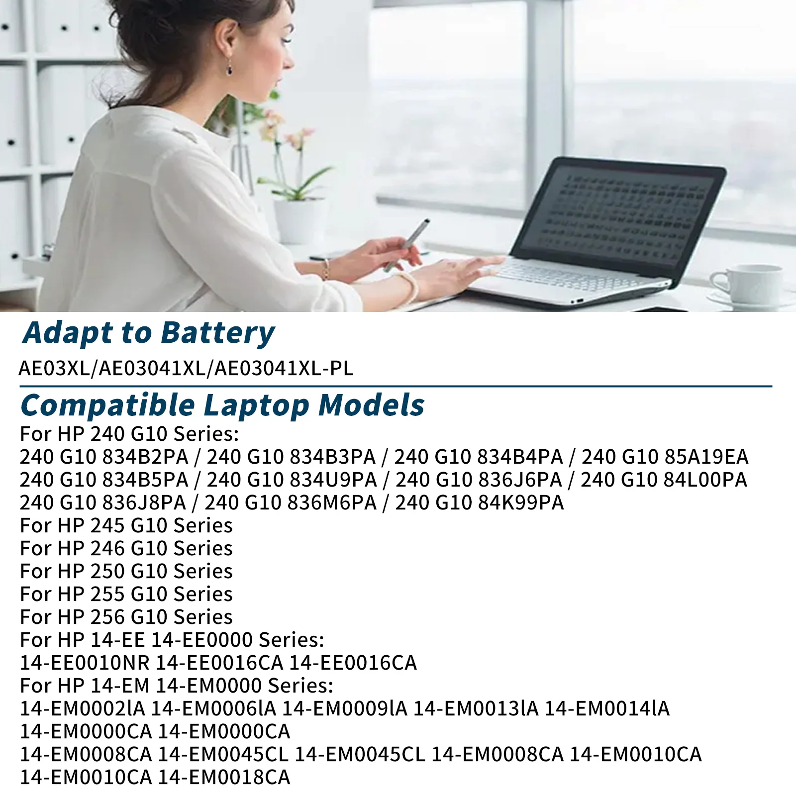 AE03XL Laptop Battery For HP 240 250 255 G10 14-EE 14-EM 15-FC 15-FD HSTNN-AB1B N21969-005 N20951-171 3648mAh Replacement Parts