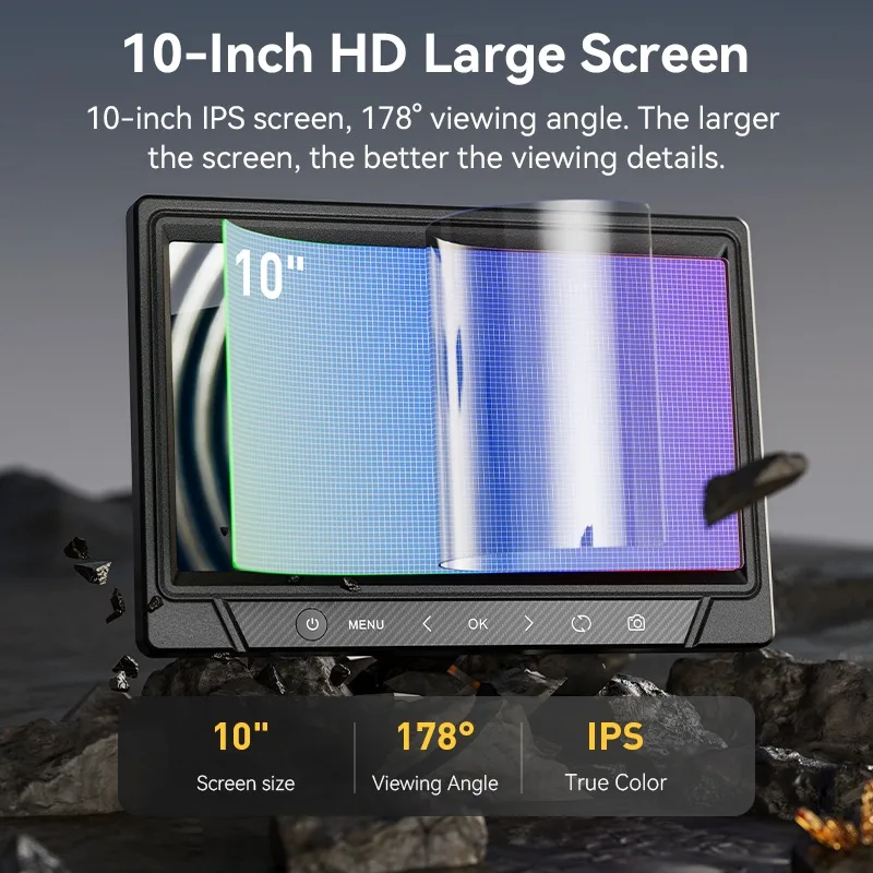 Top Rated 10-inch IPS Color Borescope, Full HD Visual Module Industrial Pipe Inspection Borescope Equipment