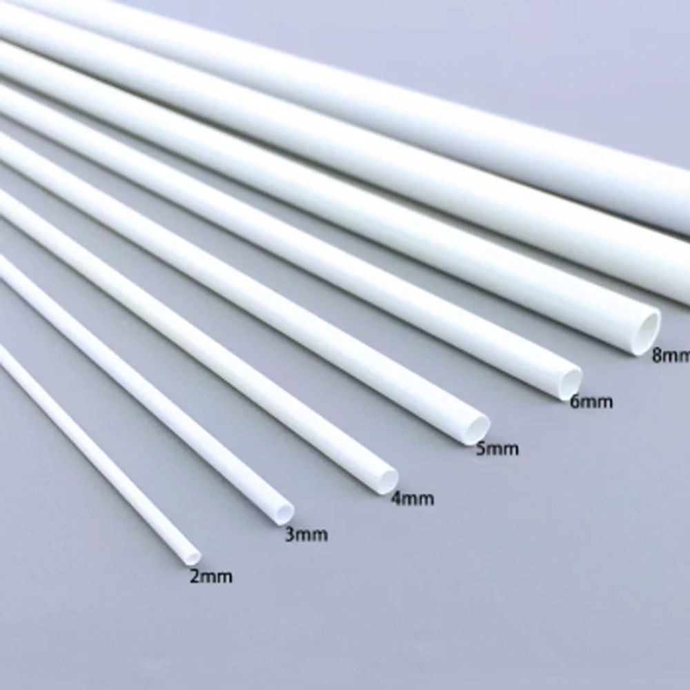 1-20Pcs White ABS Round Plastic Hollow Tube Dia 2-8mm Length 250mm DIY Handmade Sand Table Material Model Accessories