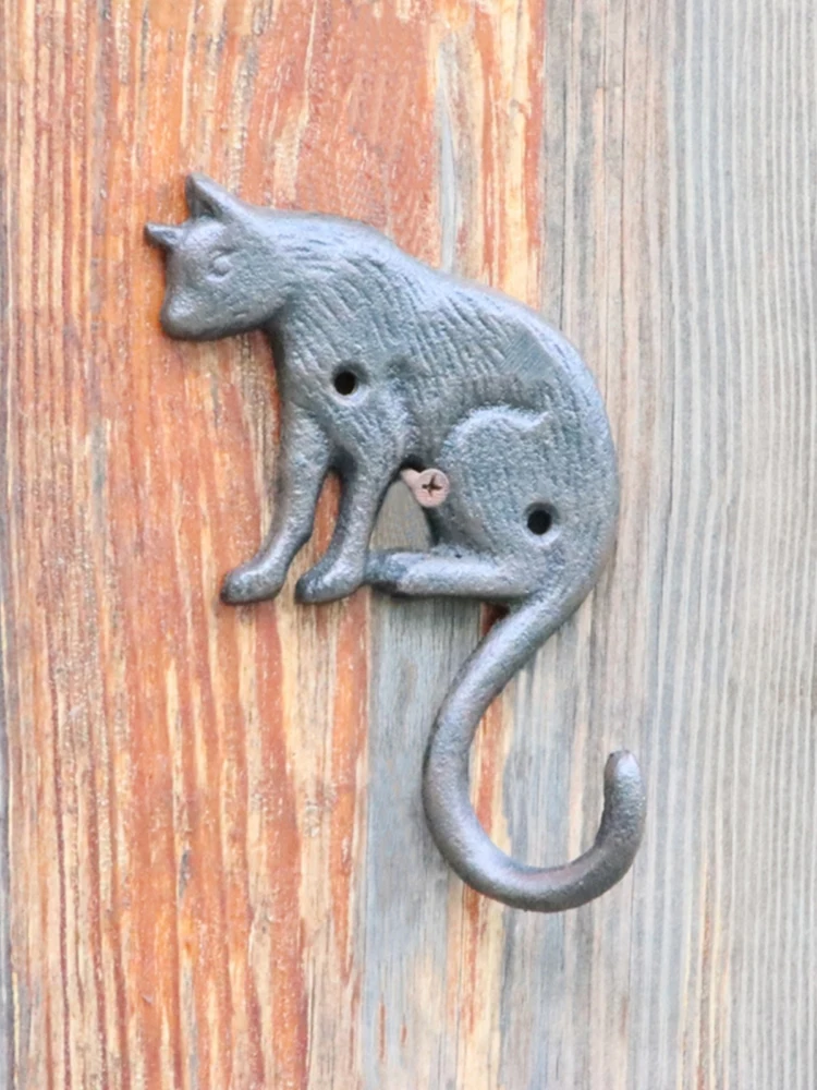 

Antique Brown Cast Iron Cat Wall Hook Middle For Home Indoor Outdoor Keychains Hat Coats Bags Storage Holder