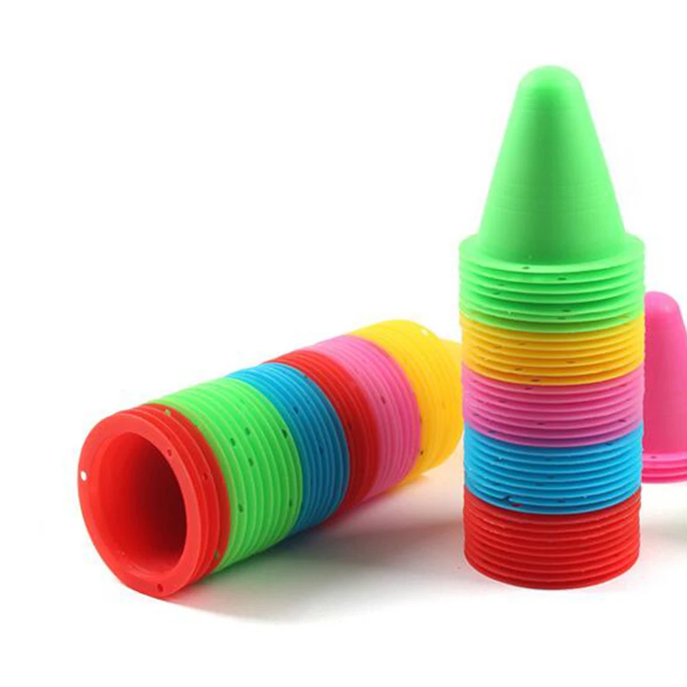 

50pcs Roller Skating Cones Training Roadblock Sturdy Plastic Wind Resistant Skill Development Agility Improvement Practice Pile