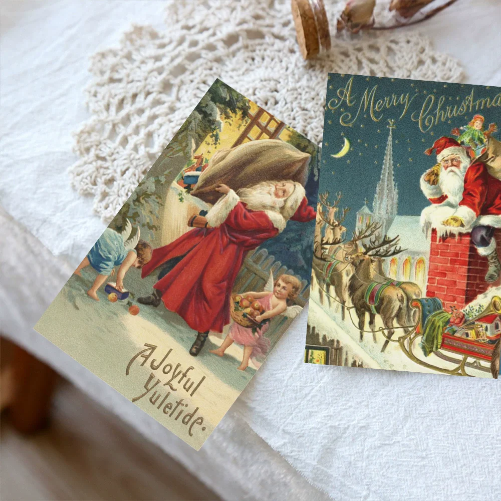 10pcs Christmas Greeting Cards Postcards Dorm Room Bedroom Wall Decor Message Cards Creative Gift Cards